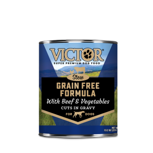 Victor Canned Food Grain Free Formula Beef and Vegetables Cuts in Gravy Stew sold by Pet Central Trinidad